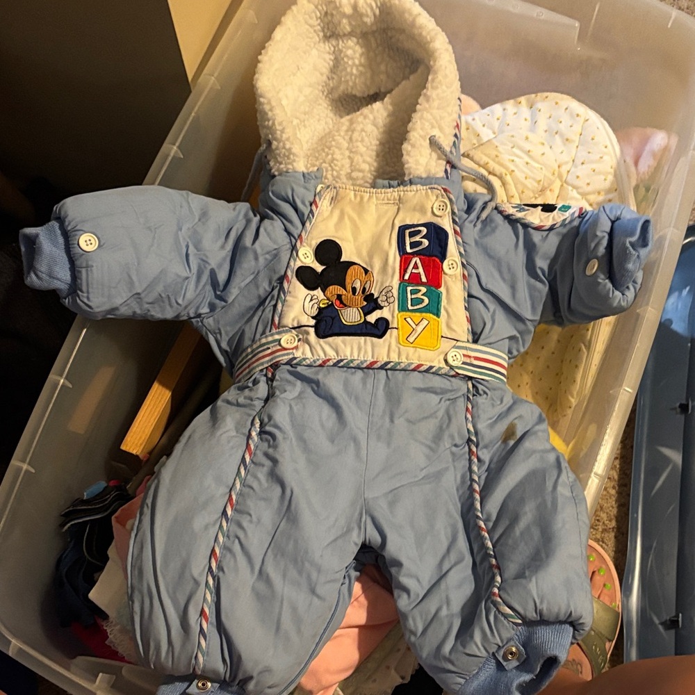 Blue Baby Snowsuit with Cartoon Patch